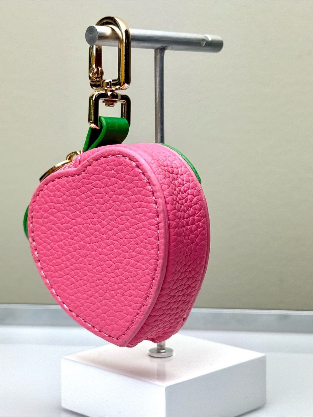 Pink Peach Fruit Micro Mini Bag Charm Coin Purse Keychain - Picture 7 of 14